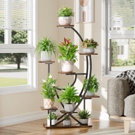 POZILAN Plant Stand with Grow Light - 8 Tiered Corner Planter Stands for Indoor Plants Multiple, 51" Metal Lighted Plant Shelf Indoor with Grow Light