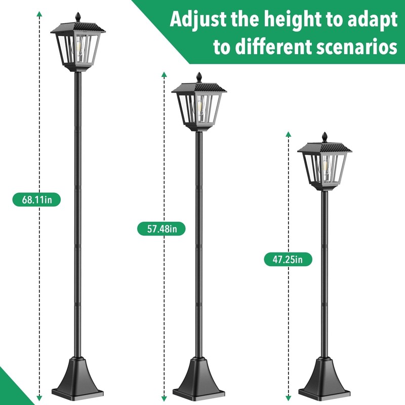 68" Solar Lamp Post Light Outdoor - 3000K Warm White,