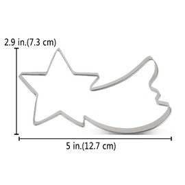 LILIAO Shooting Star Cookie Cutter, 5 inch, Stainless Steel, by J.Cookies