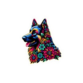 German Shepherd GSP Sticker Cute Floral Decal Dog Mom Gift Idea Large 4" 6" Car Laptop Water Bottle Waterproof Decal Vinyl