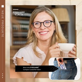 EYEGUARD Ultra Dünn 2er Pack Lesebrille Damen und Herren, Runde Leichte Blaulichtfilter Lesebrille mit Federscharnieren, Schildpatt/schwarz +2,50 Dioptrien