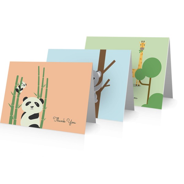 Baby Thank You Cards (24 Cards and Envelopes) Baby Animals Note Cards