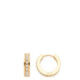 Leonardo Jewels Inka 022064 Stainless Steel Hoop Earrings, Gold Tone Hoop Earrings with White Imitation Pearls, Medium Folding Hoop Earrings, Women's Jewellery, 1 Pair, Stainless Steel, No Gemstone