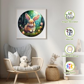 SECOGM Wooden Puzzle Children, Easter Bunny Children's Puzzle from 3 Years, Irregular Large Parts Puzzle 50 Pieces, Preschool Learning Educational Puzzle, 29 x 29 cm
