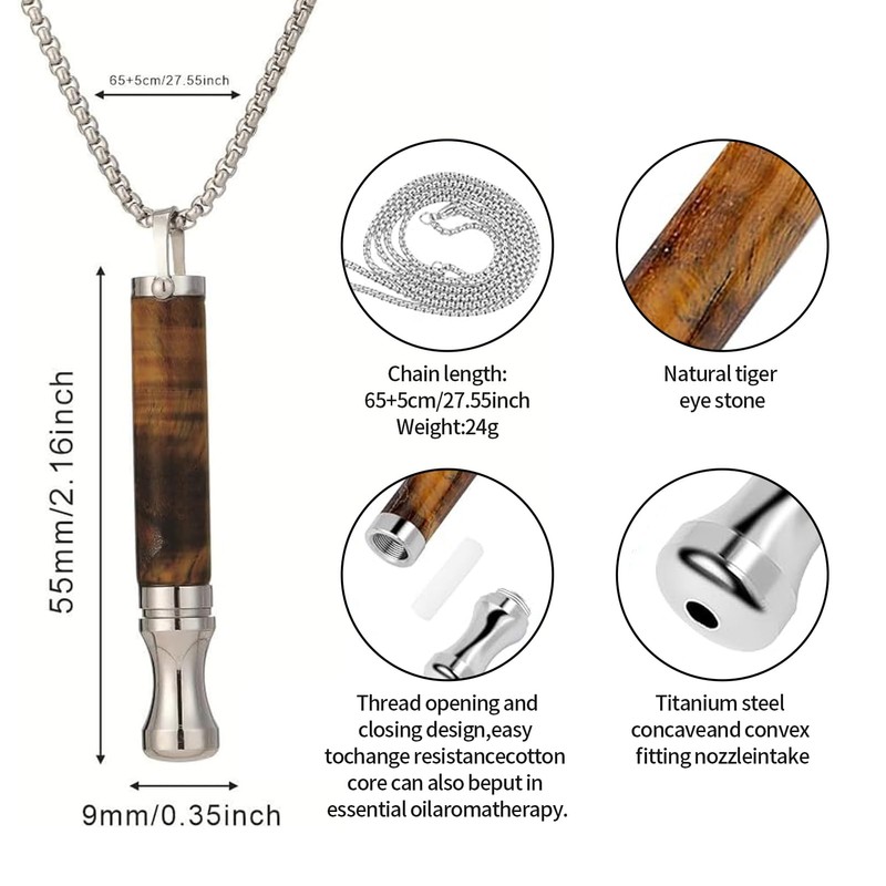 Breathing Necklace with Resistance, Flavoured Air Breathe Necklace Wooden Breathlace