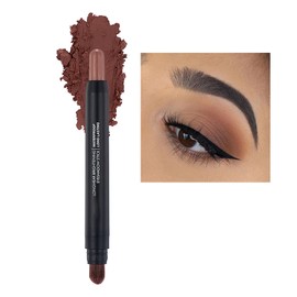 Eyeshadow Stick Brown, Matte Eye Shadow Pencil Waterproof & Long Lasting, Dual-Ended Nude Eyeshadows with Brush, High Pigmented Blendable Eye Shadows Create Smoky Eye Makeup
