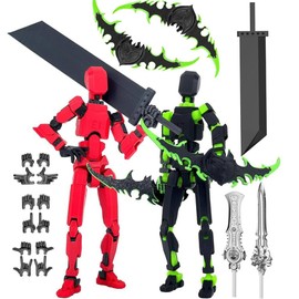 T13 Action Figure,2Pcs Titan 13 Action Figure 3D Printed Multi-Jointed Movable Dummy 13 for Stop Motion Animation Desktop Decorations (2Pcs A)