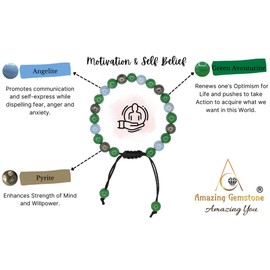 Motivational Bracelet for Women Men Manifestation - Pyrite Angelite Green Aventurine Bracelet Set for Men Women Healing Calming Anxiety Stress Relief Gifts Pulseras Para Hombres Mujer (Adjustable)