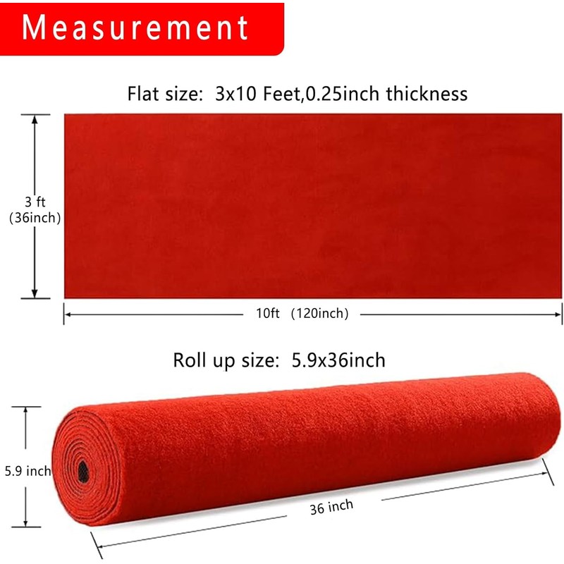 1000 GSM Extra Thick Red Carpet Runner for Partys &