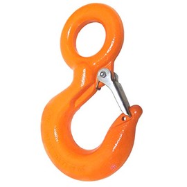 High Viz Orange Eye Hoist Lifting Hook Alloy Steel with Safety Latch Overhead Winch Crane | Rigging Attachment | (Multiple Lifting Capacity Options) (7 Ton)