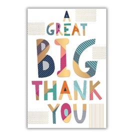Words and Wishes Male/Female Thank You Card for Him/Her - 'Great Big Thank You' Foil Lettering - Eco-Friendly and Recyclable