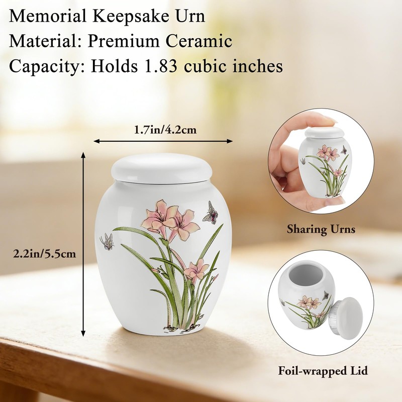 SOITIS 6 Pack Small Urns for Human Ashes Keepsake Daffodil