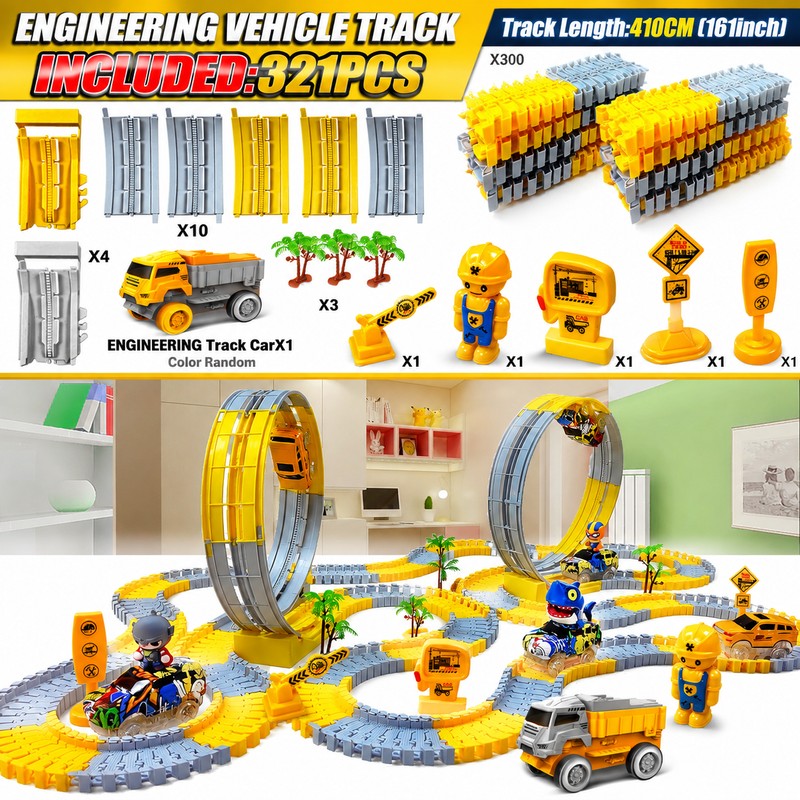 Flexible Electric Track Car Toy Set for Kids – Customizable