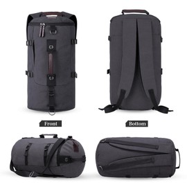 HAWEE Unisex 45L Canvas Travel Backpack Large Sports Backpack Men & Women Fitness Sports Bag Weekender Travel Bag with Backpack Function Vintage Backpack for Travel Sports Gym Hiking Outdoor, black,