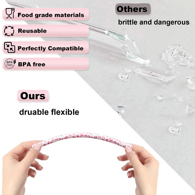 UWAYEXRA 40oz Replacement Straws 8 Pack | Tumbler Leopard Straws,