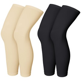 Skylety Compression Leg Sleeve Full Length Leg Sleeves Sports Cycling Leg Sleeves for Men Women, Running, Basketball (4 Pieces, Black, Nude, M)