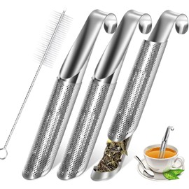 U Chef Set de 3 Infusor de T de Acero Inoxidable con Gancho y Cepillo, Colador de T Reutilizable e Individual, Infusor de T para Hojas Sueltas,...    