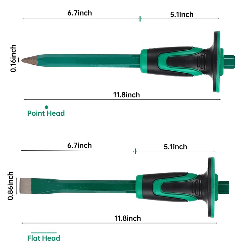 CogniForge Heavy Duty Masonry Chisel Set,12 Inch Point and Flat