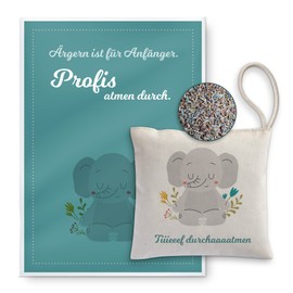 reelax.me Lavender Bag Fabric, Lavender Cushion with Card, Scented Sachet as Room Fragrance and Moth Protection, Elephant Gifts, Elephant Decoration, Lucky Charm, Elephant