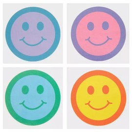 Colorful Smiley Face Temporary Tattoos - 24 Happy Party Favors in Blue, Green, Yellow, Orange, Pink, Purple