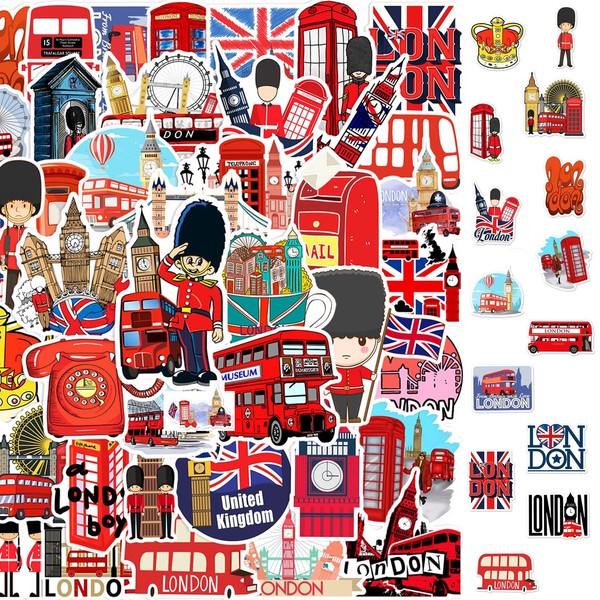 Invasye 100 Pieces London Bus Sticker Set, Bus Red London