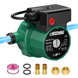 CrestWave Hot Water Recirculating Pump, 3-Speed-Control Recirculating Pump for Water Heater, 93W Recirculating Pump, Durable Hot Water Pump for Domestic Hot Water Recirculating System