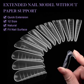 120 Pieces Artificial Nail Tips, 12 Sizes Fake Nail Tips with Scale, Extra Long Clear Nail Tips, Half Cover, French Fake Artificial Nails, Fingernails Set with Glue for Nail Art DIY