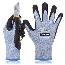 DEX FIT A5 Precision Cut Resistant Gloves Cru553 Thin, Firm Grip, 3D-Comfort Fit, Lightweight & Durable, Touchscreen Compatible for Precision Assembly; Blue XS (6) 1 Pair