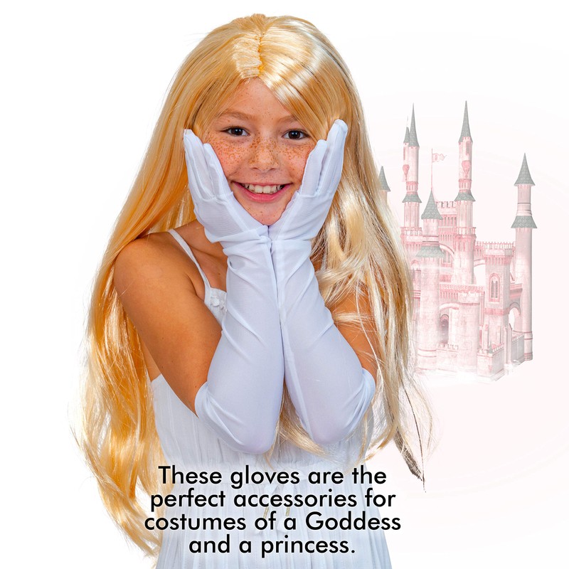 Skeleteen Long Opera Gloves White Roaring 20's Party Satin Fancy