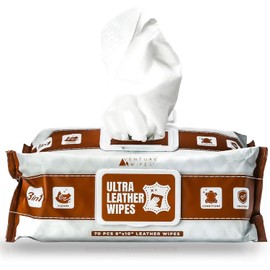 Venture Wipes | Toallitas limpiadoras de piel, 70 unidades, limpian, acondicionan y protegen muebles, ropa, interior de automóvil, zapatos, botas, bolsas, tamaño extragrande de 8 x 10 pulgadas, 70