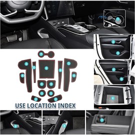 2024 Tucson Door Slot Mats for Hyundai Tucson 2024 Accessories Anti-Slip & Dusty Center Console Liner Mats Compatible with 2022 2023 2024 Hyundai Tucson SE/SEL/XRT/Limited/N Line (15PCS/Sets)