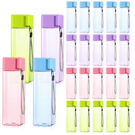 Neyauo 24 Pcs Plastic Water Bottles Bulk 17 Oz Reusable Sports Water Bottles for Kids Adults Clear Colorful Leak Proof Gym Sports Large Drink Bottle for School Classroom Travel Camping Fitness Office