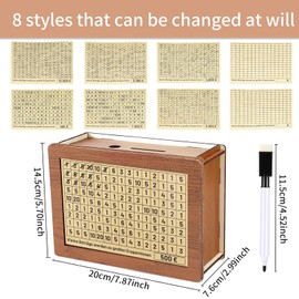 Wooden Money Box, Wooden Money Box with Numbers Checks, Retro Money Box with Target and Pens, Reusable Saving Box, Helps Children and Adults to Develop the Habit of Saving