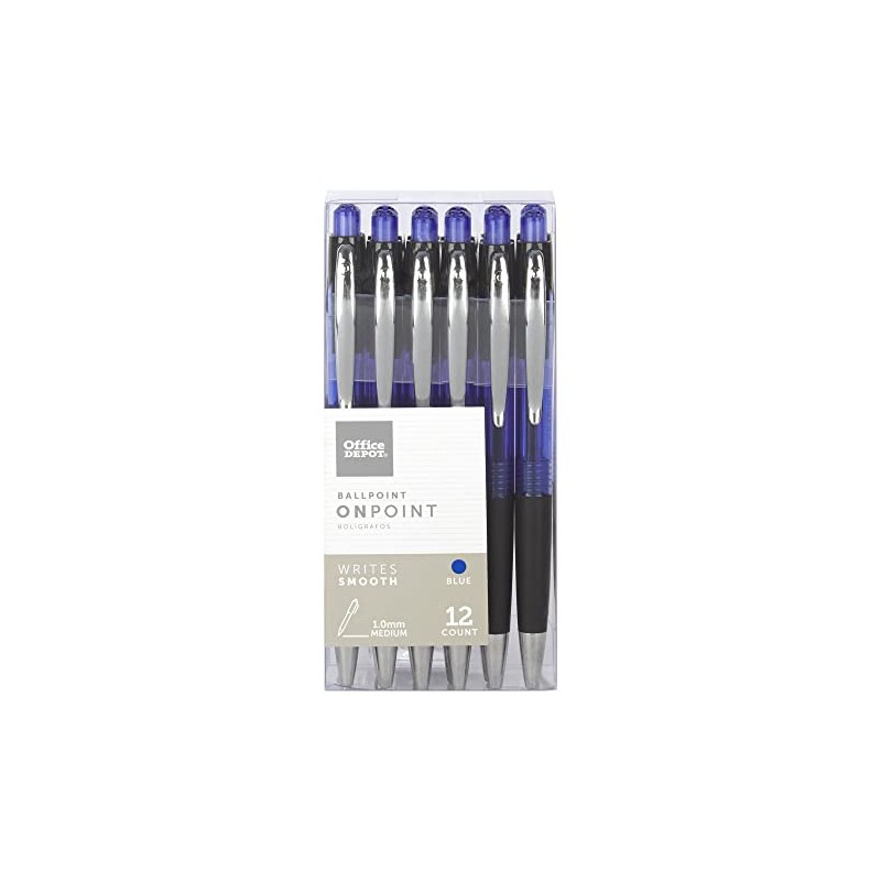 Office Depot Soft-Grip Retractable Ballpoint Pens, Medium Point, 1.0 mm,