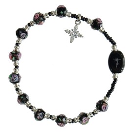 Murano Glass Plum Swirl 8mm Rosary Bracelet