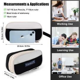 MARSMATE 𝗠𝗔𝗥𝗦𝗠𝗔𝗧𝗘 Pencil case| Large Capacity Pencil Case|Canvas Fabric Pencil Pouch| Best Pencil Pouch for Stationary Items| 6 Compartments Pencil Case (Black)