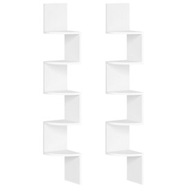 HOOBRO Corner Shelf Wall-Mounted, Set of 2 Floating Corner Shelves for Wall, 5-Tier Corner Bookshelves for Living Room, Bedroom, Bathroom, Home Office, White WT26BJP201