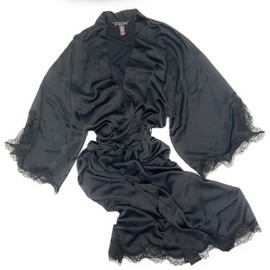 Victoria's Secret Long Satin Robe (US, Alpha, Medium, Large, Regular, Regular, Black)
