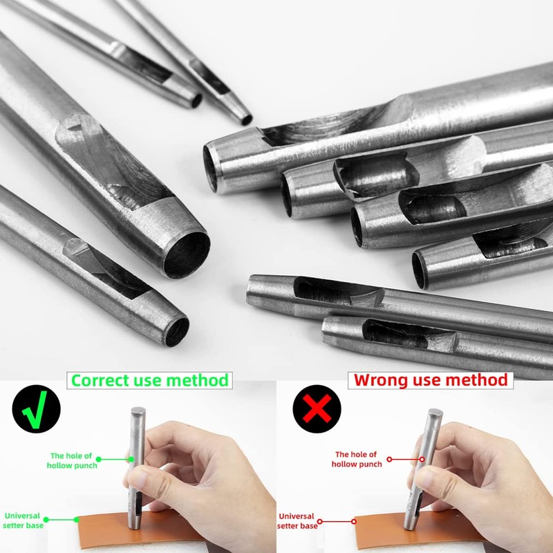 10 PCS 0.5mm-5mm Leather Hole Punch Set, Belt Hole Puncher