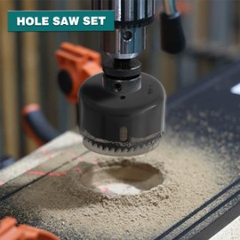 Wkmamo 13-Piece Hole Saw Set, Drill Bit, Carbon Steel 19-64 mm, Hole Saw Cutter Set, Downlights, Drill Bits for Wood, Plasterboard (Red)