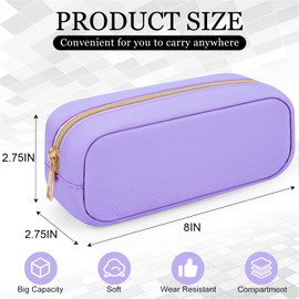 Cute Preppy Makeup Bag Cosmetic Zipper Purse Organizer - Waterproof Nylon Coin Pouch Sanitary Napkin Storage Bag for Women (Purple-Small)