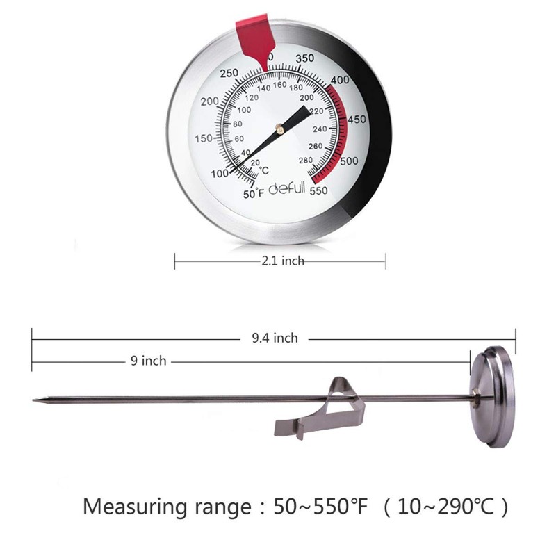 defull 12" Deep Fry Thermometer with Clip Instant Read Dial