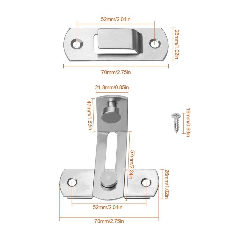 Door Latch Right Angle 90 Degree Folding Latch Stainless Steel