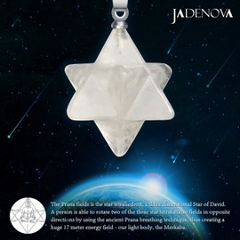 JADENOVA 3D Merkaba Star Necklace Natural White Gem with Stainless Steel Chain