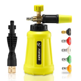 FIXFANS Foam Cannon, Wide Neck Snow Foam Lance with Replacement Adapter for Portland Husky and Ryobi Pressure Washer, Heavy Duty Power Washer Foam Blaster with 1/4 Inch Quick Connector, 5 Nozzle Tips