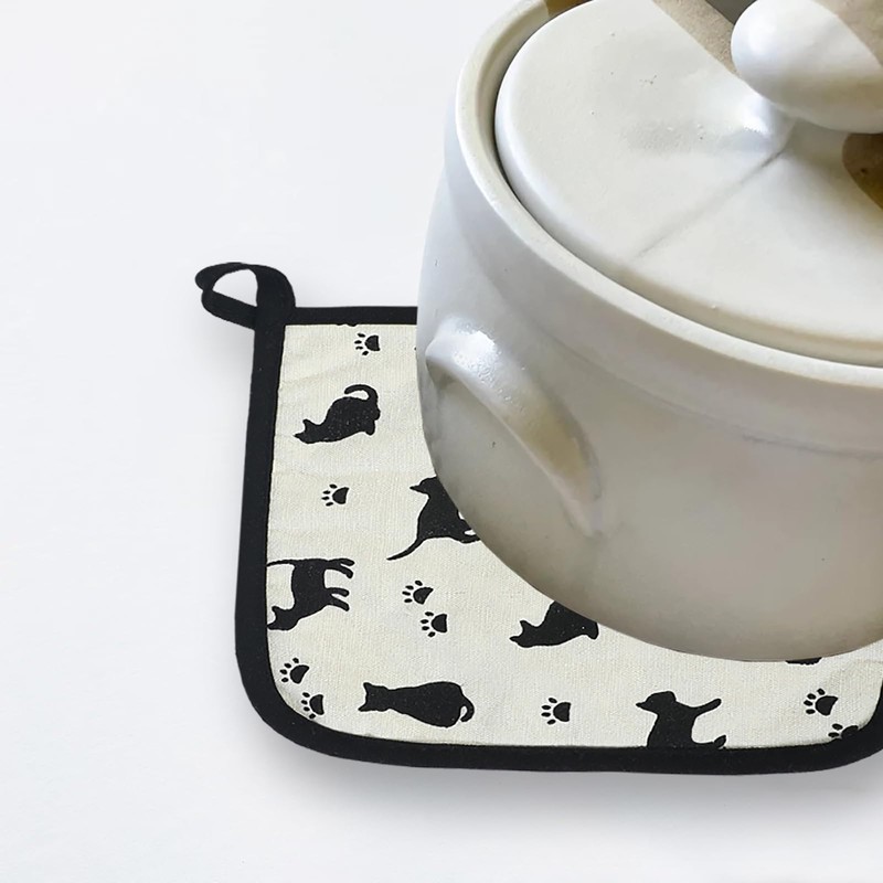 Pot Holders for Kitchen Hot Pads with Pocket Cat Pattern