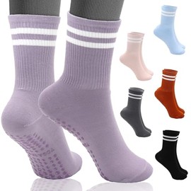 XIANGLONGY 6 Pairs of Pilates Socks non Slip Women, Pilates Grip Socks, long Pilates Socks, Soft Fabric, Sweat-Absorbent and Breathable, Suitable for Yoga, Fitness, Dance