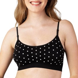 Coobie Seamless Scoopneck Bra,Black/White Polka Dot,Full Size