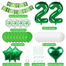 22 Balloons 22nd Birthday Men Women Green 22 Years Birthday Man Decoration 22nd Birthday Decoration Green Balloons 22 Birthday Man Woman Decoration Green 22 Years Decoration Party 22 Birthday Balloons