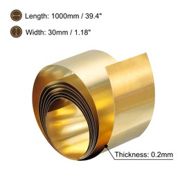 Sourcing Map Brass Sheet Roll, 0.2mm x 30mm x 1000mm, H62 Brass, Great for Crafts, Repairs & DIY Projects